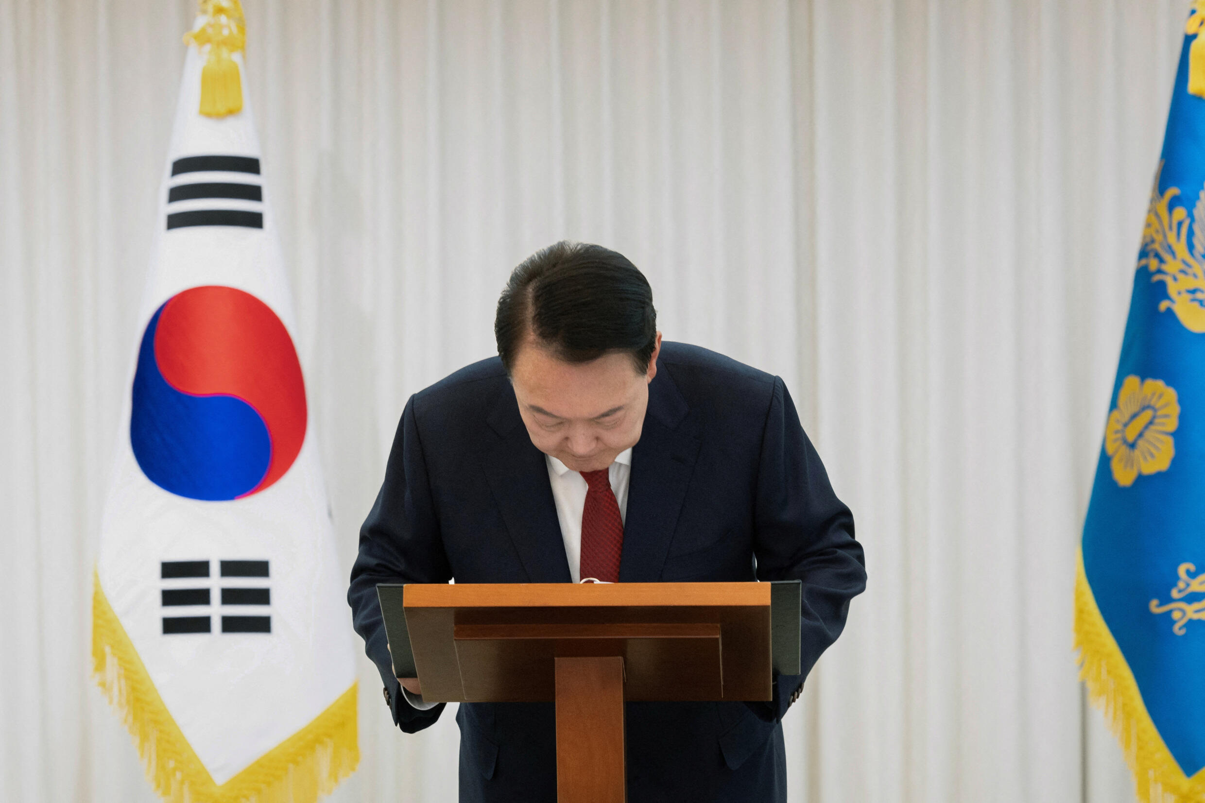 Yoon Suk-yeol has repeatedly refused to answer questions from the courts after being suspended from his duties as president. Here during an address to the nation at his official residence in Seoul, South Korea, on December 14, 2024.