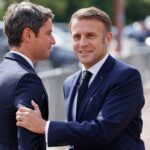 Emmanuel Macron tackles Gabriel Attal Marine Tondelier la cheek like