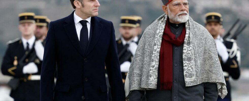 France ind in Marseille Emmanuel Macron and Narendra Modi display their