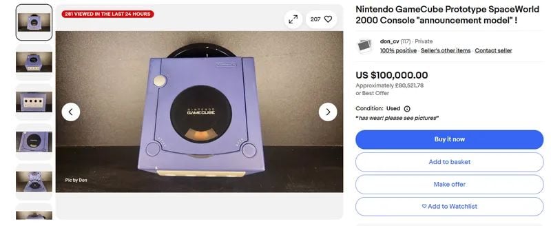 GameCube prototype on sale at Ebay at a record price