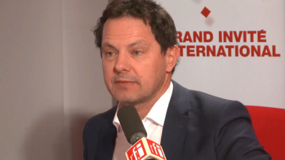 Jérôme Durain, PS senator from Saône-et-Loire, rapporteur for the bill aimed at getting France out of the trap of drug trafficking in RFI studios on February 5, 2025.