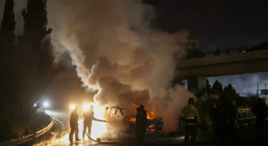 Lebanon a vehicle from the burned finish near Beirut an