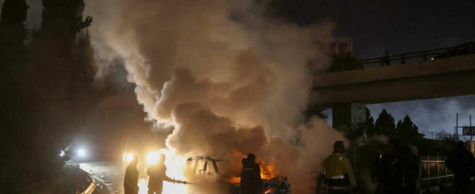 Lebanon a vehicle from the burned finish near Beirut an