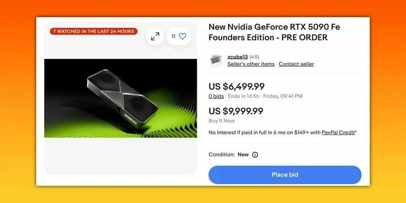 NVIDIA RTX 5090 dollars on EBay