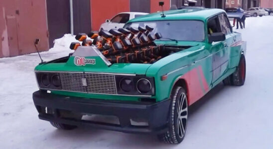 Produced a Lada with its power from 50 rechargeable drills