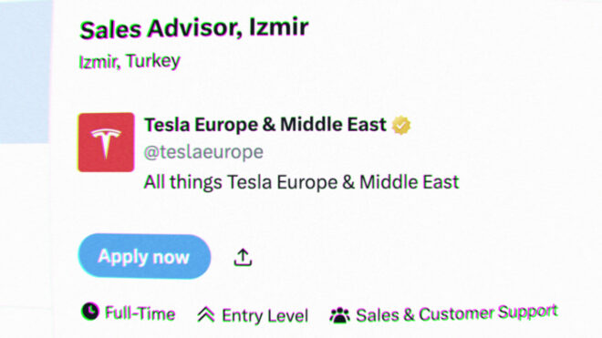 Tesla Turkiye is looking for a sales consultant based in