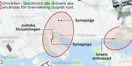 Threats to Jewish sites drones over Stockholm