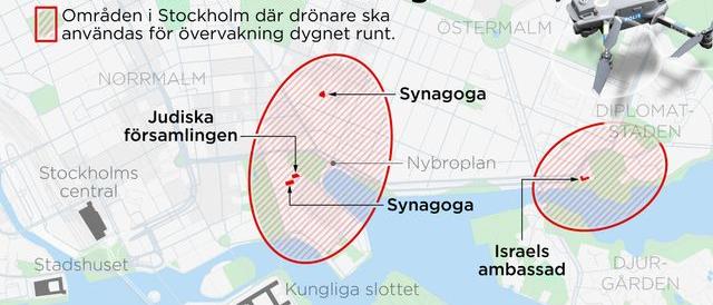 Threats to Jewish sites drones over Stockholm