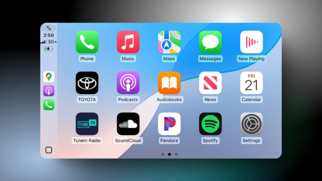 Three rows of application support for Apple Carplay