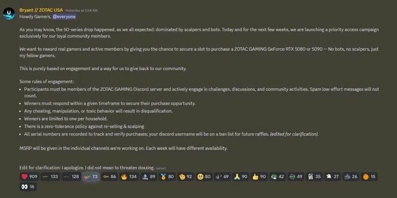 ZOTAC will sell RTX 5000 over Discord