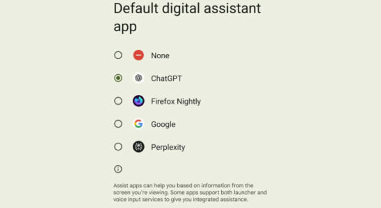 Chatgpt can be appointed as the default assistant in Android