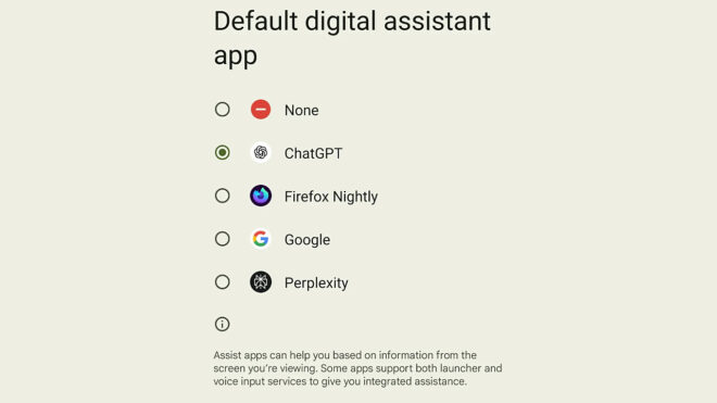 Chatgpt can be appointed as the default assistant in Android