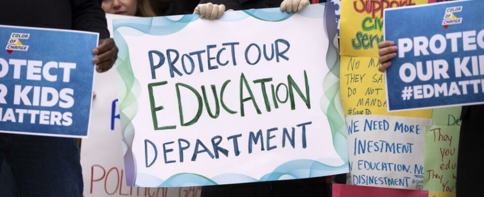 Donald Trump dismantles the department of education we blow up