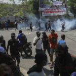 Haiti the police disperse a demonstration against the violence of