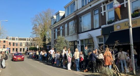 Longest row ever at the sunny opening of ice cream