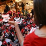 Protesters have taken up Trump Towers Lobby