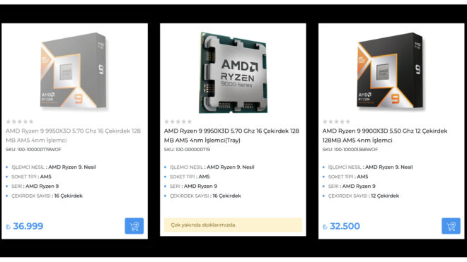 RYZEN 9 9950x3D and 9900x3d on sale in Turkiye