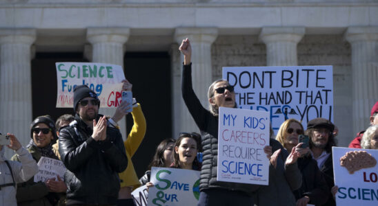 Stand up for science scientists demonstrate to defend their discipline