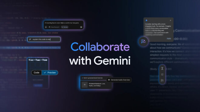 Two features named Canvas and Audio Overviews for Gemini came